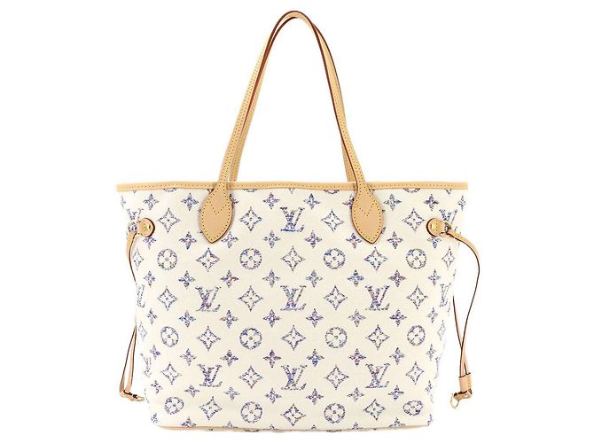 Borsa Tote Louis Vuitton Neverfull MM in jacquard monogram nautico Bianco Multicolore - vista 2