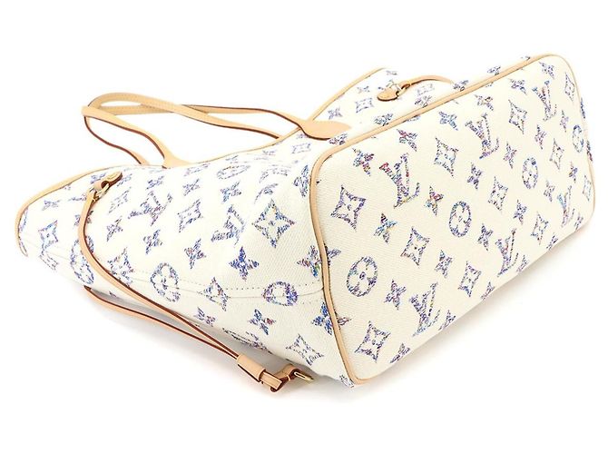 Borsa Tote Louis Vuitton Neverfull MM in jacquard monogram nautico Bianco Multicolore - vista 4