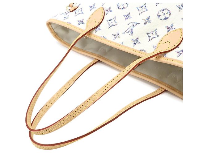 Borsa Tote Louis Vuitton Neverfull MM in jacquard monogram nautico Bianco Multicolore - vista 5