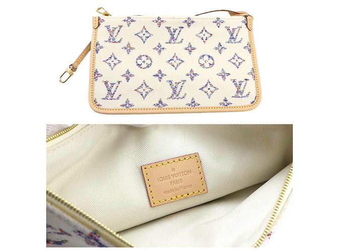 Borsa Tote Louis Vuitton Neverfull MM in jacquard monogram nautico Bianco Multicolore - vista 7