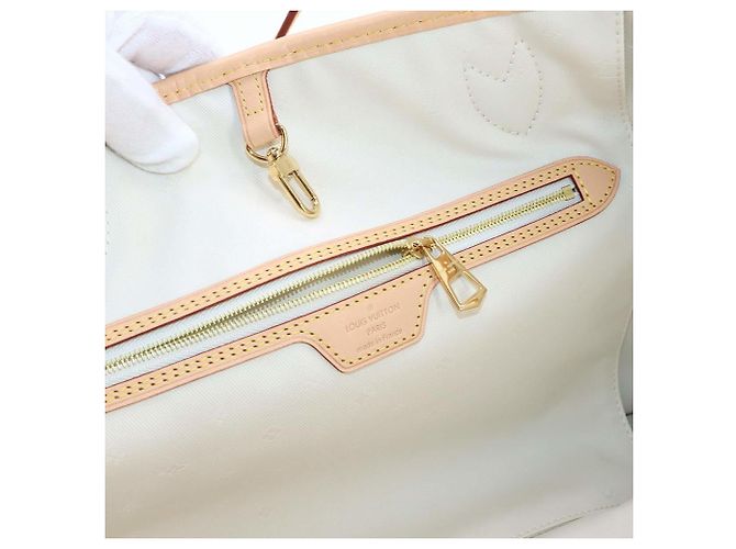 Borsa Tote Louis Vuitton Neverfull MM in jacquard monogram nautico Bianco Multicolore - vista 8