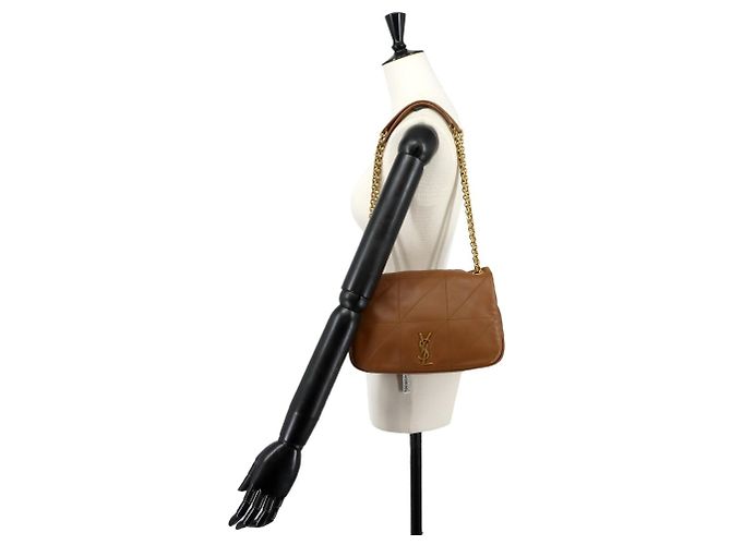 Borsa a tracolla con catena Saint Laurent Jamie Marrone - vista 8