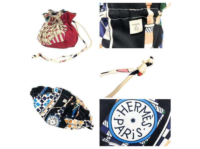 Hermès Hermes HERMES Pochette Reversibile Petit H in Seta Multicolore - vista 3