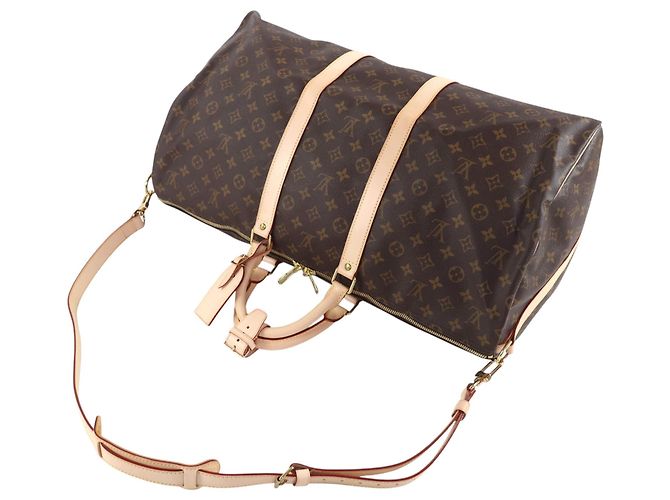 Louis Vuitton Brown Monogram Keepall Bandouliere 55 Marrone - vista 10