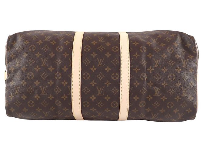 Louis Vuitton Brown Monogram Keepall Bandouliere 55 Marrone - vista 3