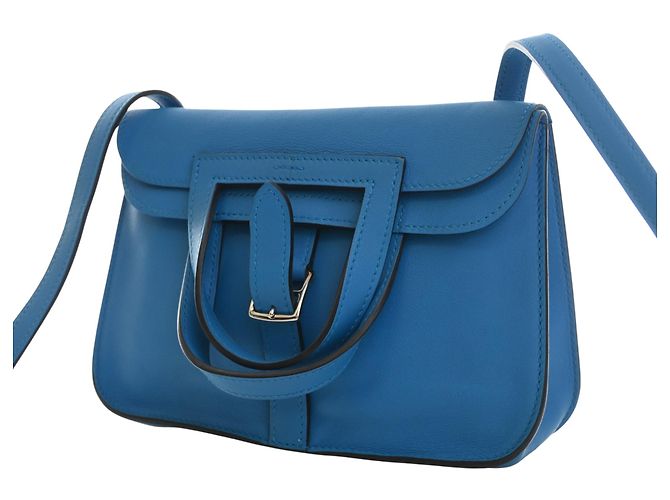 Hermès Blue Mini Swift Halzan 22 - vista 7