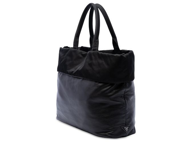 Borsa reversibile Prada in Tessuto e Nappa nera Nero - vista 2