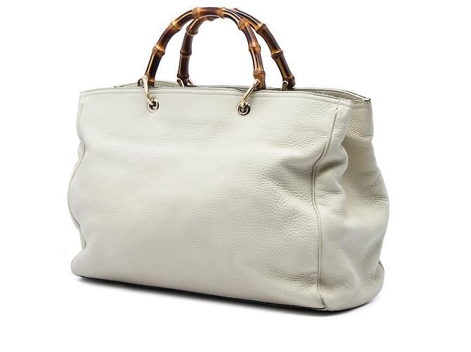 Bamboo Borsa Gucci White Large Shopper in pelle di vitello con bambù Bianco - vista 2