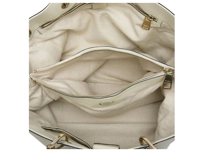 Bamboo Borsa Gucci White Large Shopper in pelle di vitello con bambù Bianco - vista 4