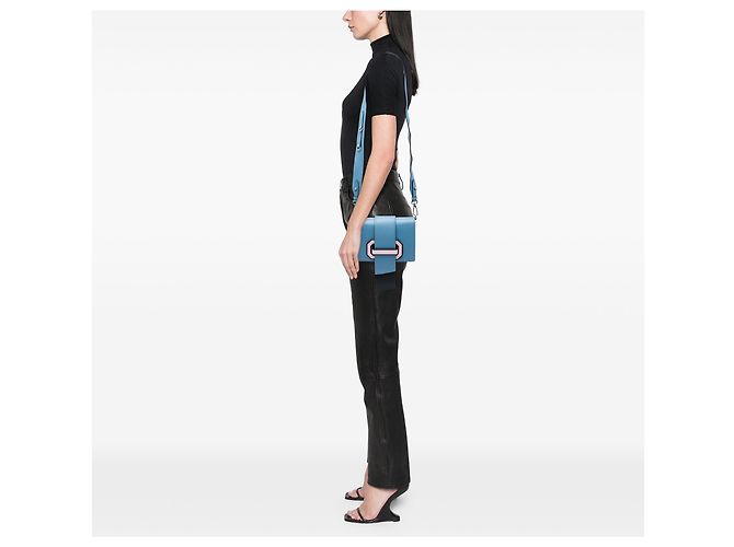 Prada Blue City Calf Plex Ribbon Crossbody Blu chiaro - vista 5