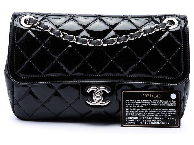 Chanel Black Small Quilted Patent Coco Shine Flap Nero - vista 7