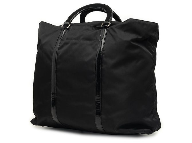 Borsa tote convertibile Prada in Tessuto nero - vista 2