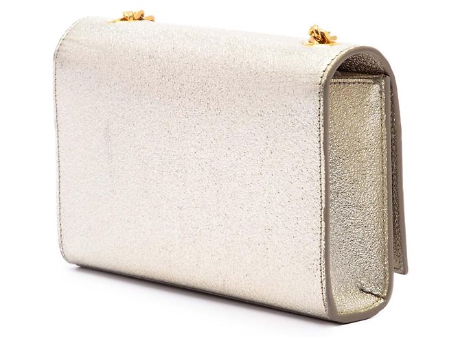 Saint Laurent Gold Small Metallic Calfskin Monogram Kate Crossbody D'oro - vista 2