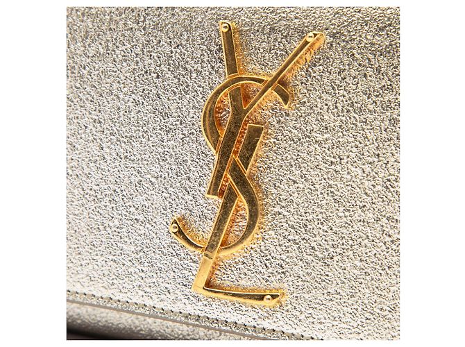 Saint Laurent Gold Small Metallic Calfskin Monogram Kate Crossbody D'oro - vista 5