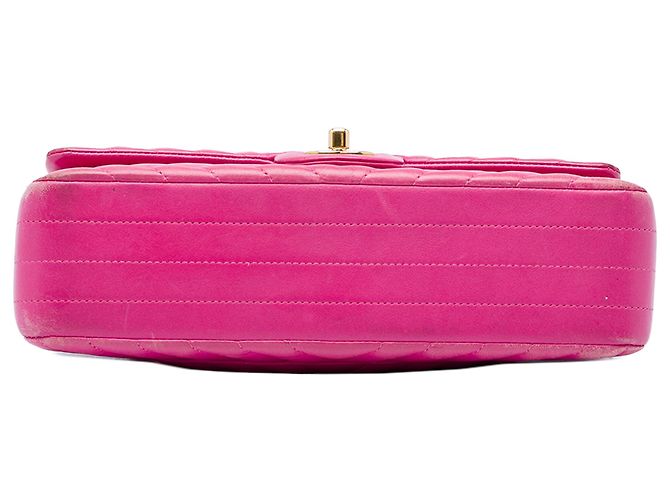 Chanel Pink Medium Classic Chevron Lambskin Double Flap Rosa - vista 3