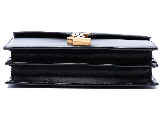 Borsa Saint Laurent Monogram Cassandra con chiusura in pelle di vitello liscia nera Nero - vista 3