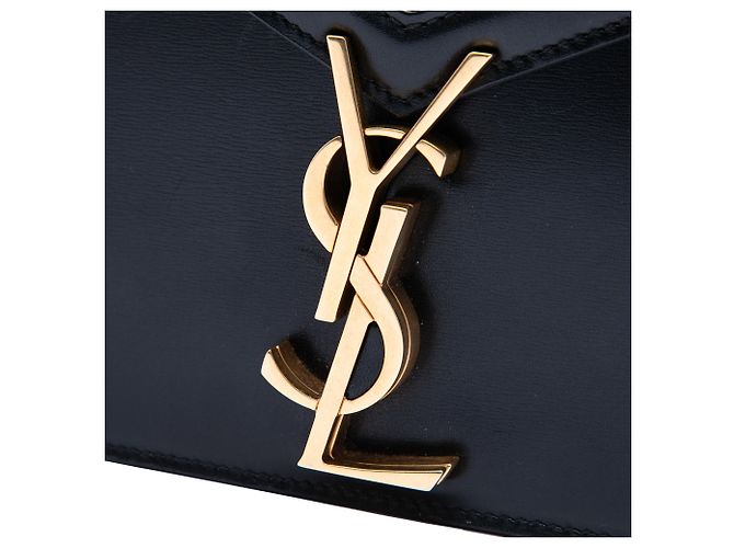 Borsa Saint Laurent Monogram Cassandra con chiusura in pelle di vitello liscia nera Nero - vista 5
