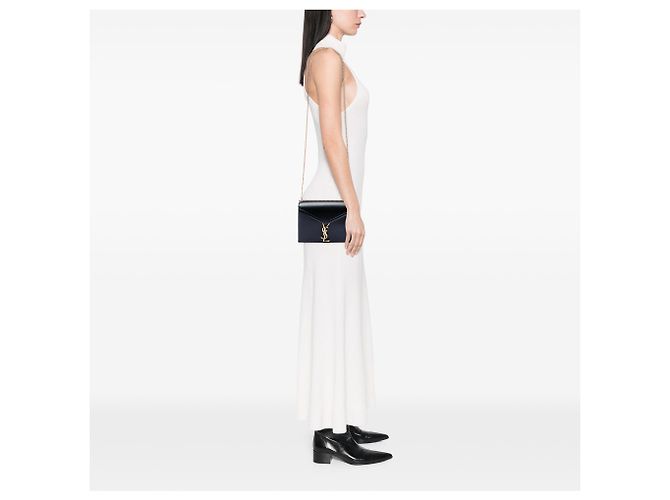 Borsa Saint Laurent Monogram Cassandra con chiusura in pelle di vitello liscia nera Nero - vista 6