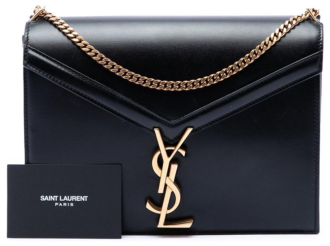 Borsa Saint Laurent Monogram Cassandra con chiusura in pelle di vitello liscia nera Nero - vista 7