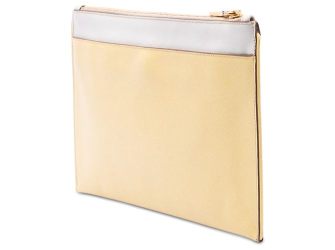 Clutch Prada Yellow Bicolor Saffiano Lux Giallo - vista 2