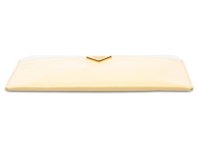 Clutch Prada Yellow Bicolor Saffiano Lux Giallo - vista 3