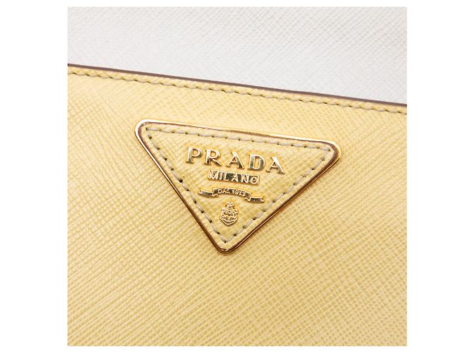 Clutch Prada Yellow Bicolor Saffiano Lux Giallo - vista 5