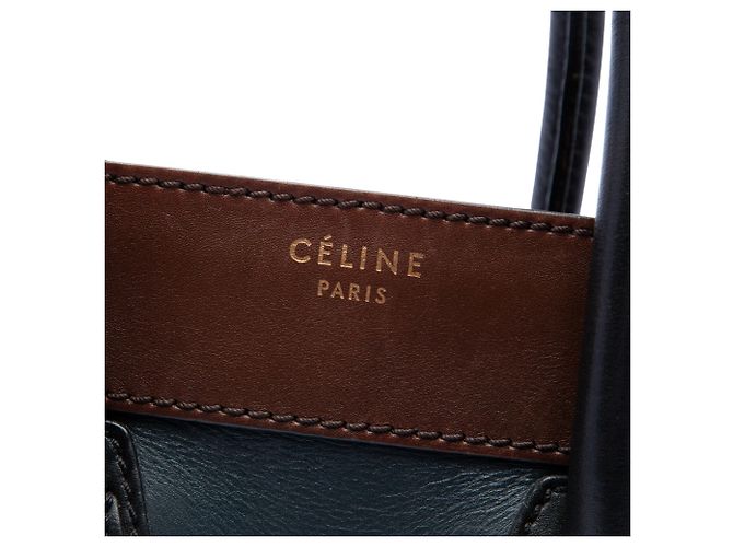 Céline Celine Mini Luggage Tote in pelle tricolore blu Blu navy - vista 5