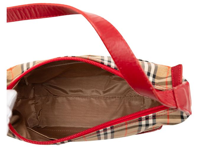 Borsa a tracolla Burberry Beige Haymarket Check Canvas - vista 4