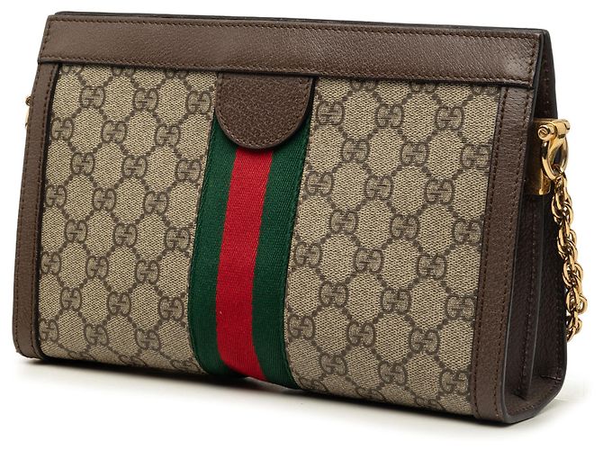 Gucci Beige Small GG Supreme Web Ophidia Chain Crossbody - vista 2