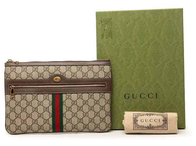 Clutch Gucci Beige GG Supreme Web Ophidia - vista 7
