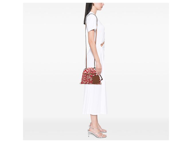 LOEWE Borsa a tracolla con coulisse Anagram Canvas Small William de Morgan Bianca Bianco - vista 6