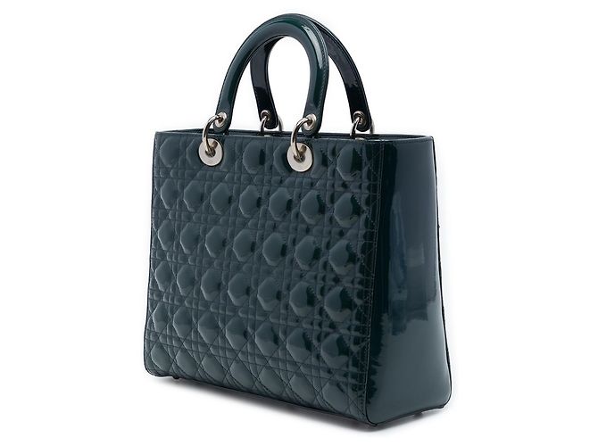 Dior Green Large Patent Cannage Lady Dior Verde Verde scuro - vista 2