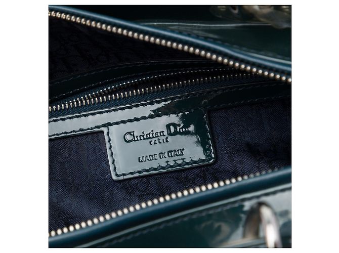 Dior Green Large Patent Cannage Lady Dior Verde Verde scuro - vista 5