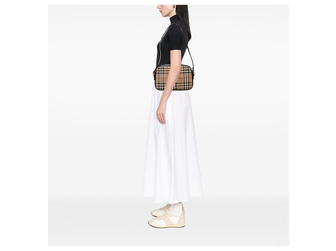 Borsa Camera Burberry in tela beige Haymarket Check - vista 6
