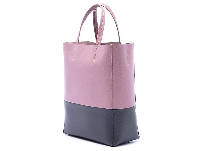 Céline Celine Small Vertical Cabas Tote Bicolor aus körnigem Kalbsleder Rosa Pink - Ansicht 2
