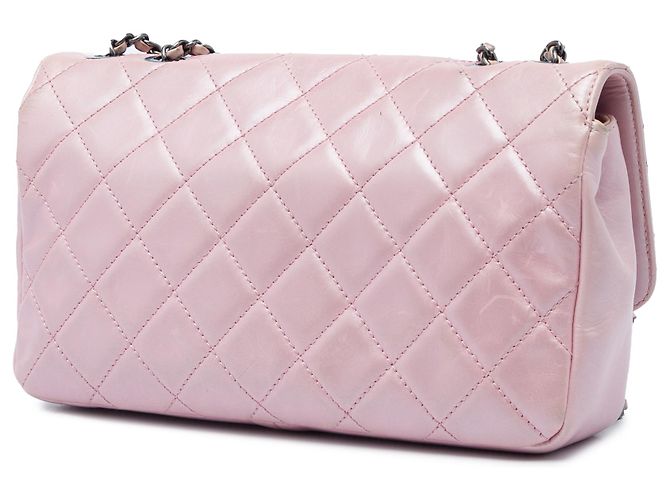 Chanel Pink Medium Quilted Metallic Calfskin Coco Pleats Chain Flap Rosa - vista 2