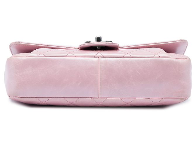 Chanel Pink Medium Quilted Metallic Calfskin Coco Pleats Chain Flap Rosa - vista 3
