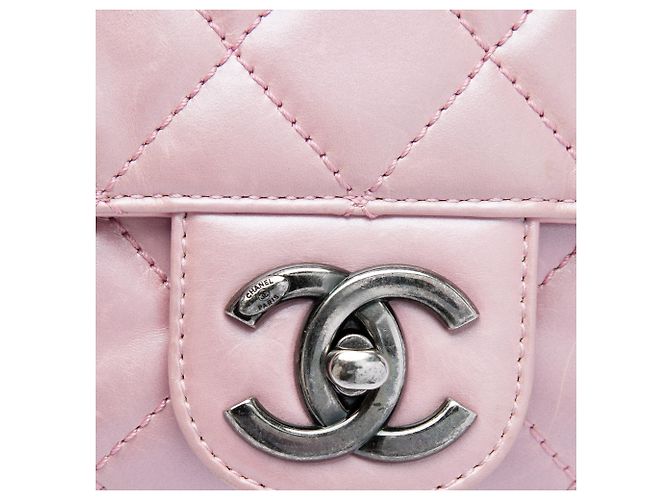 Chanel Pink Medium Quilted Metallic Calfskin Coco Pleats Chain Flap Rosa - vista 5