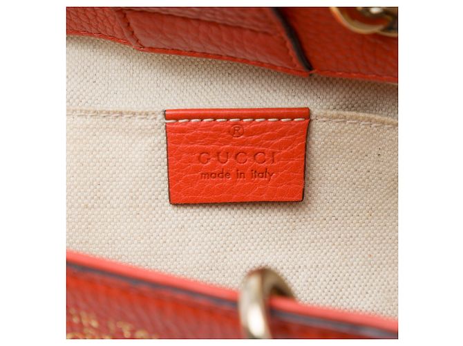 Borsa Gucci Mini Bamboo Shopper in pelle di vitello arancione - vista 5