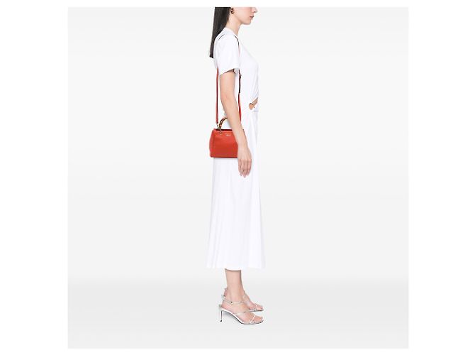 Borsa Gucci Mini Bamboo Shopper in pelle di vitello arancione - vista 6