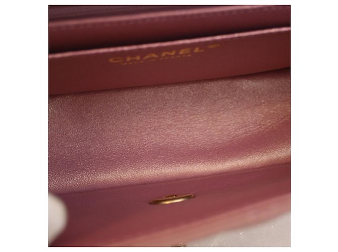 Chanel Mini Rectangular Classic Flap con manico in pelle d'agnello rosa - vista 5
