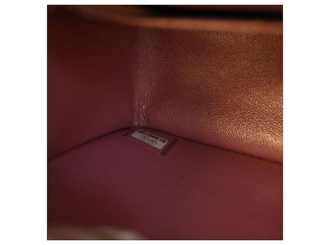 Chanel Mini Rectangular Classic Flap con manico in pelle d'agnello rosa - vista 6