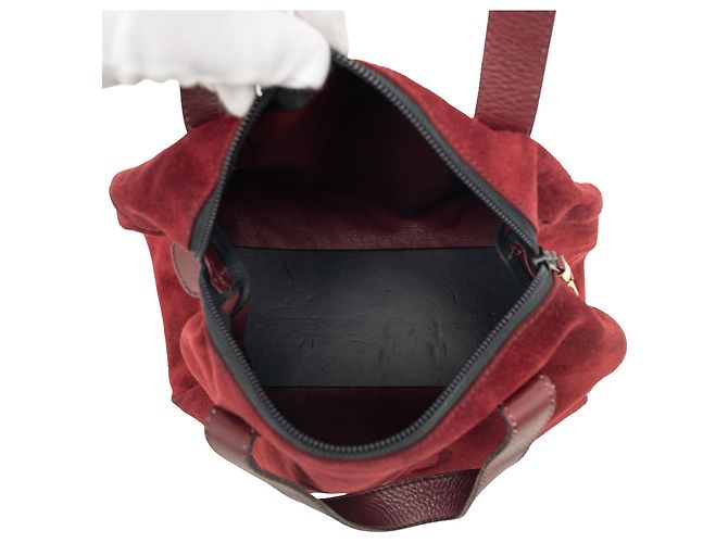 Borsa Boston LOEWE in camoscio rosso Anagram Bordò - vista 4