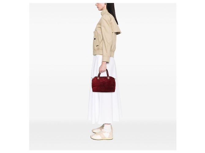 Borsa Boston LOEWE in camoscio rosso Anagram Bordò - vista 6