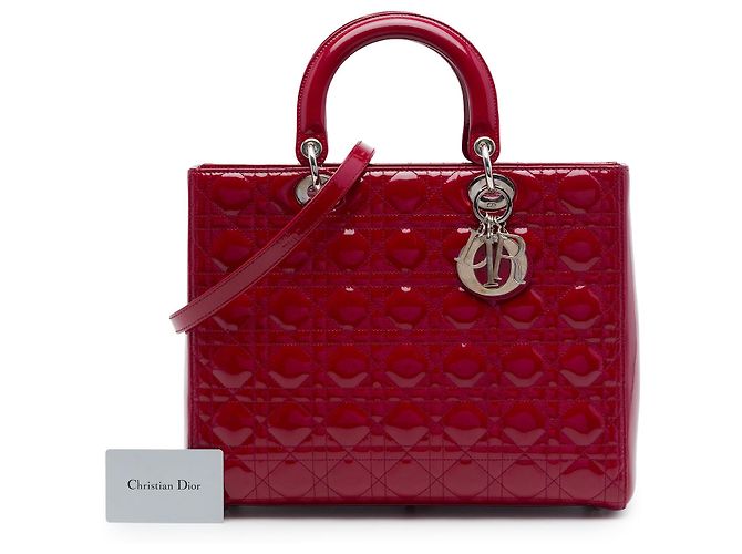 Dior Red Large Patent Cannage Lady Dior Rosso - vista 7