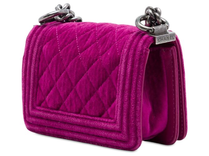 Chanel Pink Mini Quilted Velvet Boy Flap Rosa - vista 2
