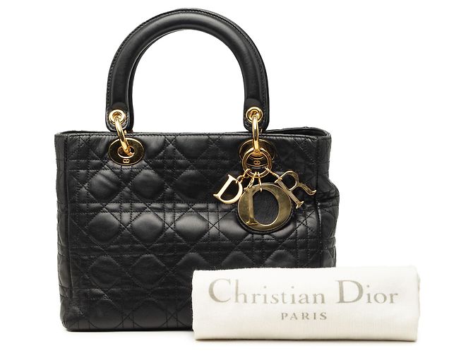 Dior Black Medium Lambskin Cannage Lady Dior - view 7