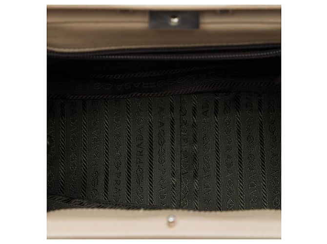Prada Beige Goatskin Madras Cerniera Frame Handtasche - Ansicht 4
