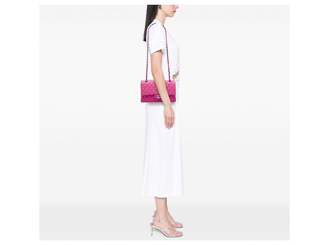 Chanel Pink Medium Classic Caviar Double Flap Rose - vue 5