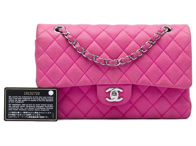 Chanel Pink Medium Classic Caviar Double Flap Rose - vue 6